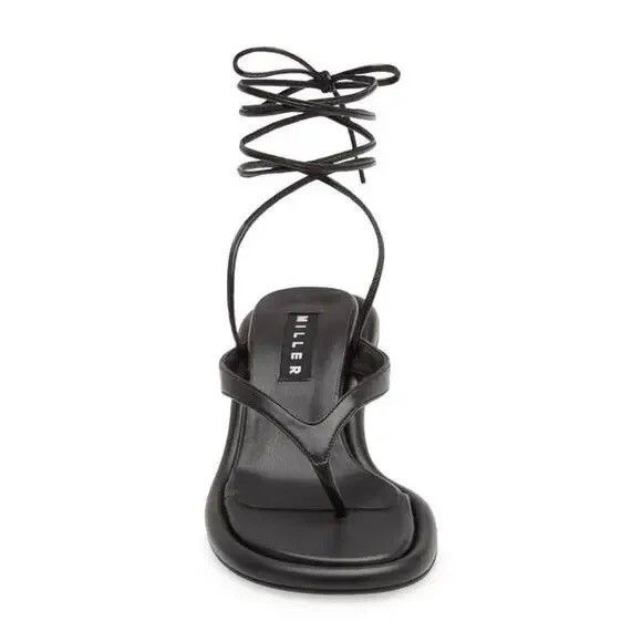 Simon Miller F213 Wrapping Ankle Tie Thong Sandals Size 35, US 4.5-5 Black NEW - Picture 1 of 8